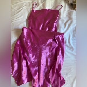 PINK SATIN LONG DRESS